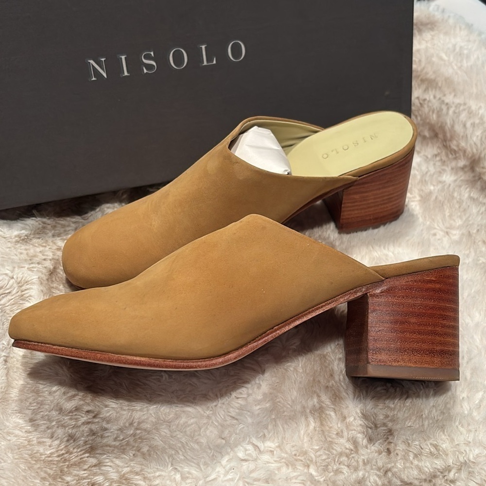 Nisolo All Day Heeled Leather brushed leather mule size 9, Sand with dust bag - Picture 3 of 16